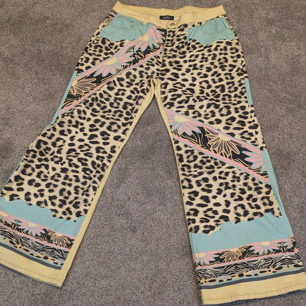 AKIRA Multicolor Animal Print Flare Jeans